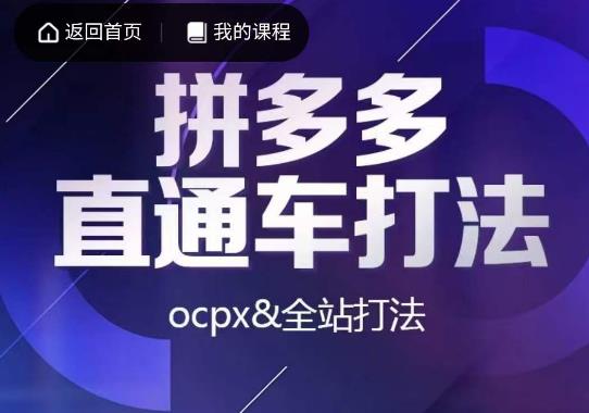互力·拼多多直通车打法，ocpx&全站打法-最全项目网