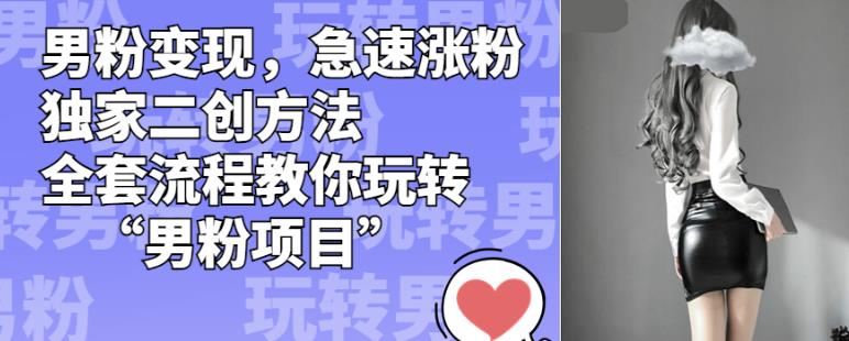 男粉变现，急速涨粉独家二创方法，全套流程教你玩转“男粉项目”【揭秘】-最全项目网