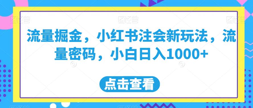 流量掘金，小红书注会新玩法，流量密码，小白日入1000+【揭秘】-最全项目网