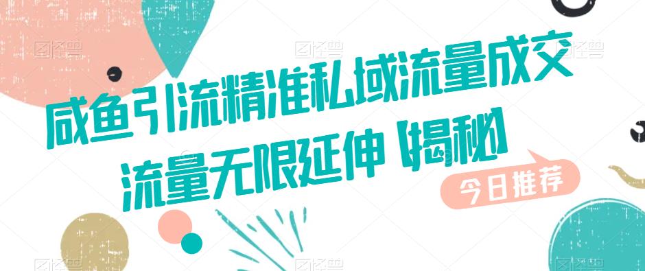 咸鱼引流精准私域流量成交流量无限延伸【揭秘】-最全项目网