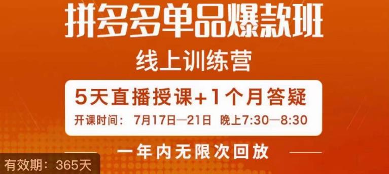钟辰·拼多多单品爆款班，一个拼多多超级爆款养一个团队-最全项目网