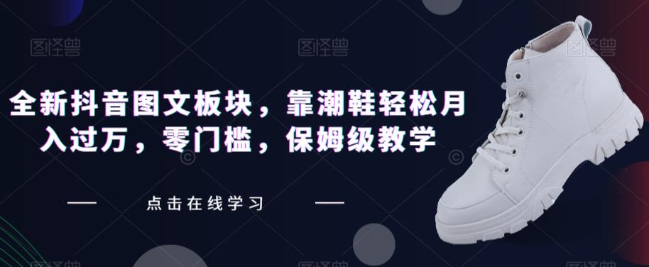 全新抖音图文板块，靠潮鞋轻松月入过万，零门槛，保姆级教学【揭秘】-最全项目网