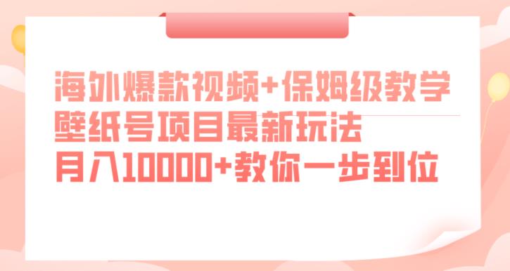 海外爆款视频+保姆级教学，壁纸号项目最新玩法，月入10000+教你一步到位【揭秘】-最全项目网