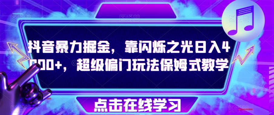 抖音暴力掘金，靠闪烁之光日入4000+，超级偏门玩法保姆式教学-最全项目网