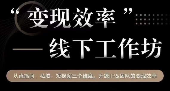 变现效率线下工作坊，从‮播直‬间、私域、‮视短‬频‮个三‬维度，升级IP和团队变现效率-最全项目网
