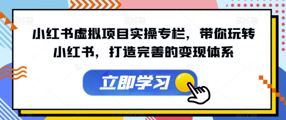 小红书虚拟项目实操专栏，带你玩转小红书，打造完善的变现体系-最全项目网