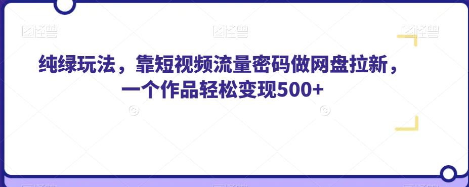 纯绿玩法，靠短视频流量密码做网盘拉新，一个作品轻松变现500+【揭秘】-最全项目网