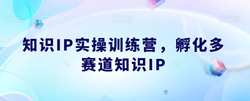 知识IP实操训练营，​孵化多赛道知识IP-最全项目网