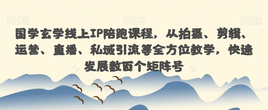 国学玄学线上IP陪跑课程，从拍摄、剪辑、运营、直播、私域引流等全方位教学，快速发展数百个矩阵号-最全项目网