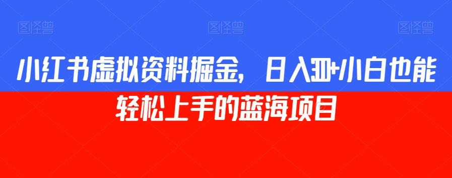 小红书虚拟资料掘金，日入300+小白也能轻松上手的蓝海项目【揭秘】-最全项目网