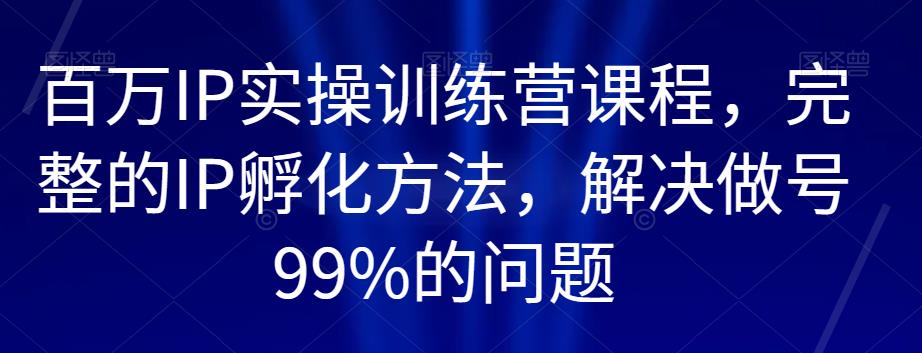 百万IP实操训练营课程，完整的IP孵化方法，解决做号99%的问题-最全项目网