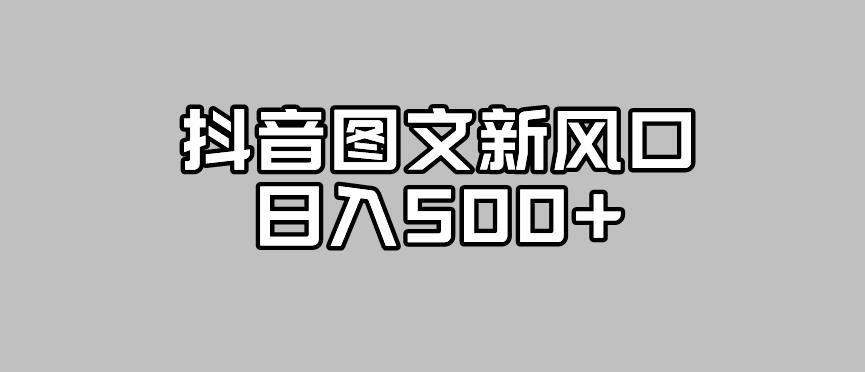 抖音图文最新风口，流量扶持非常高，日入500+【揭秘】-最全项目网