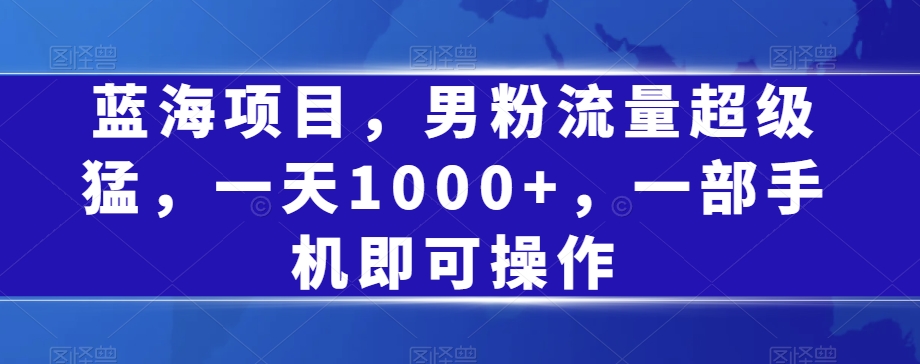 蓝海项目，男粉流量超级猛，一天1000+，一部手机即可操作【揭秘】-最全项目网