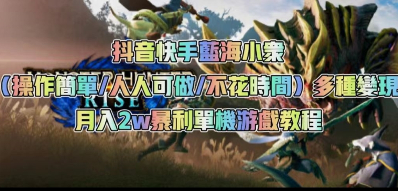 抖音快手蓝海小众（操作简单人人可做不花时间）多种变现月入2w＋暴利单机游戏教程-最全项目网