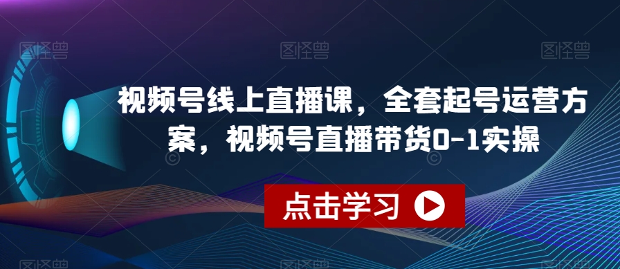 视频号线上直播课，全套起号运营方案，视频号直播带货0-1实操-最全项目网