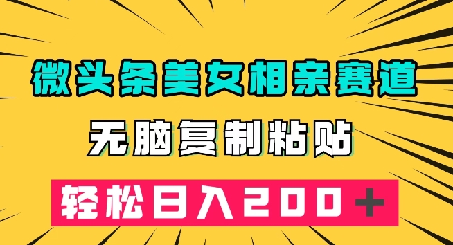 微头条冷门美女相亲赛道，无脑复制粘贴，轻松日入200＋【揭秘】-最全项目网