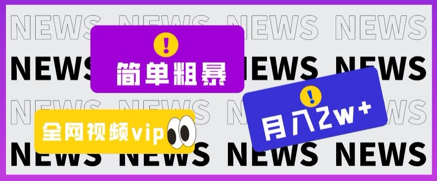 简单粗暴零成本，高回报，全网视频VIP掘金项目，月入2万＋【揭秘】-最全项目网