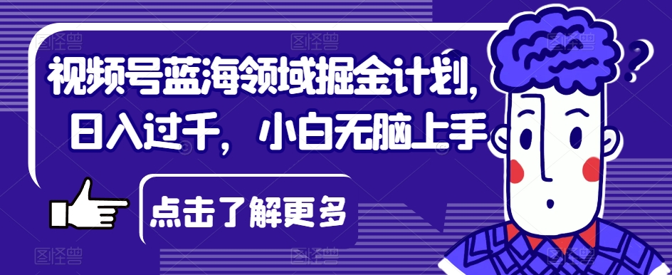 视频号蓝海领域掘金计划，日入过千，小白无脑上手【揭秘】-最全项目网