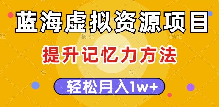 蓝海虚拟资源项目，提升记忆力方法，多种变现方式，轻松月入1w+【揭秘】-最全项目网
