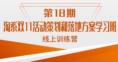南掌柜·淘系双11活动策划和落地方案线上课18期-最全项目网