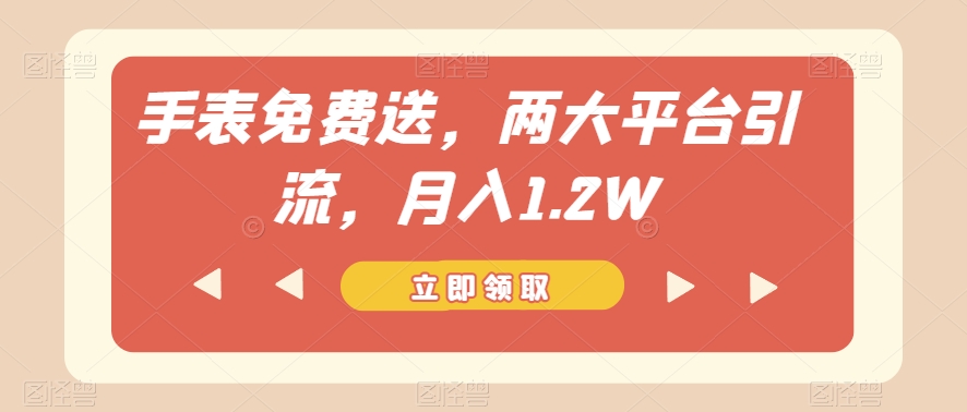 手表免费送，两大平台引流，月入1.2W【揭秘】-最全项目网