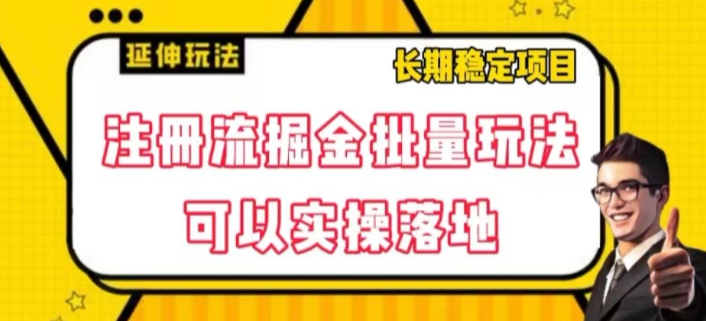 注册流掘金批量玩法，可以实操落地【揭秘】-最全项目网