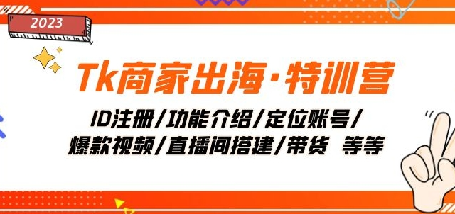 Tk商家出海·特训营：ID注册/功能介绍/定位账号/爆款视频/直播间搭建/带货-最全项目网