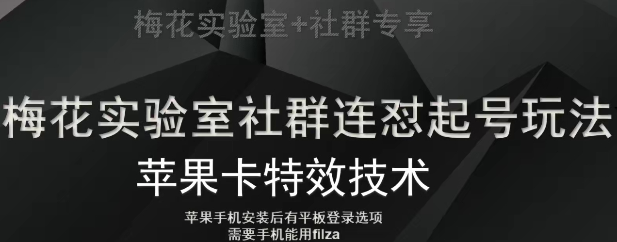 梅花实验室社群视频号连怼起号玩法，最新苹果卡特效技术-最全项目网