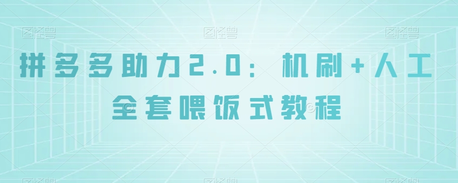 拼多多助力2.0：机刷+人工全套喂饭式教程【揭秘】-最全项目网