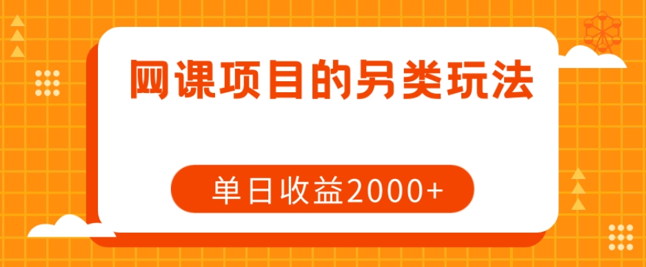 网课项目的另类玩法，单日收益2000+【揭秘】-最全项目网