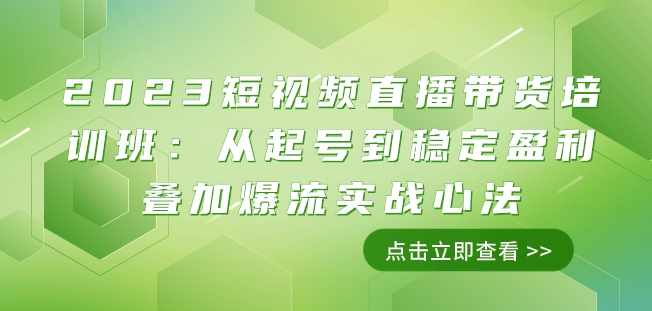 2023短视频直播带货培训班：从起号到稳定盈利叠加爆流实战心法（11节课）-最全项目网