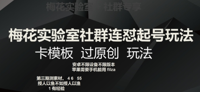梅花实验室社群连怼起号玩法，卡模板过原创玩法【揭秘】-最全项目网