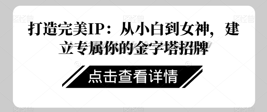 打造完美IP：从小白到女神，建立专属你的金字塔招牌-最全项目网