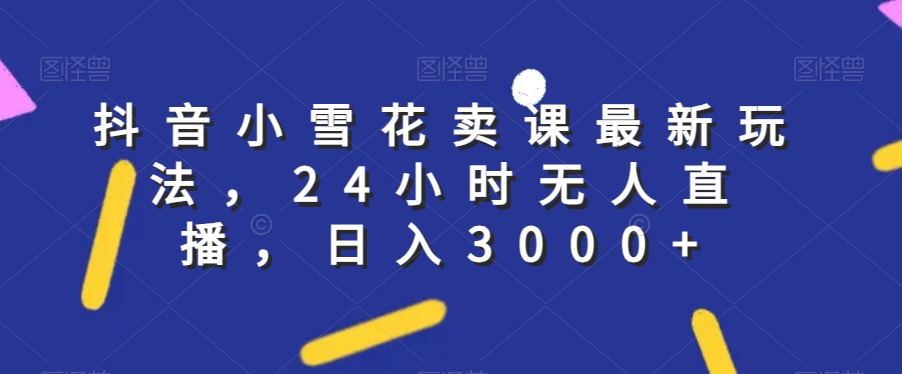抖音小雪花卖课最新玩法，24小时无人直播，日入3000+【揭秘】-最全项目网