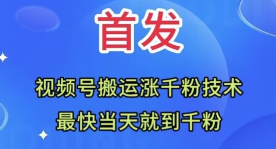 全网首发：视频号无脑搬运涨千粉技术，最快当天到千粉【揭秘】-最全项目网