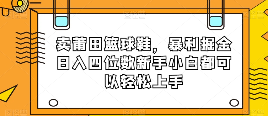 卖莆田篮球鞋，暴利掘金日入四位数新手小白都可以轻松上手【揭秘】-最全项目网