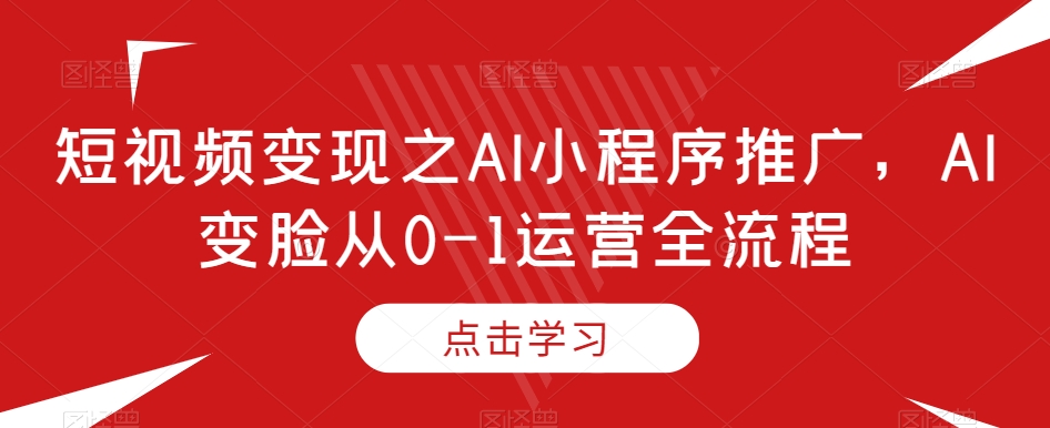 短视频变现之AI小程序推广，AI变脸从0-1运营全流程-最全项目网