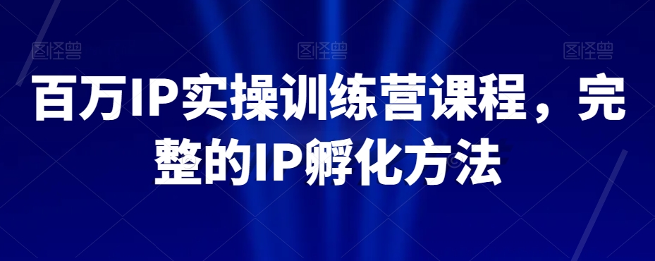 百万IP实操训练营课程，完整的IP孵化方法-最全项目网