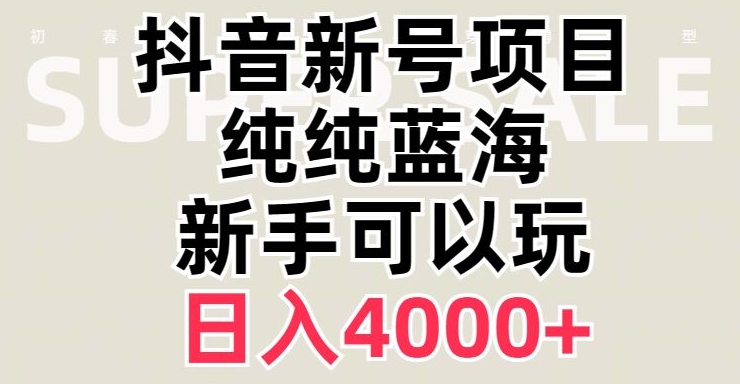 抖音蓝海赛道，必须是新账号，日入4000+【揭秘】-最全项目网