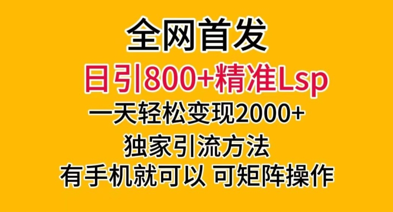 全网首发！日引800+精准老色批，一天变现2000+，独家引流方法，可矩阵操作【揭秘】-最全项目网