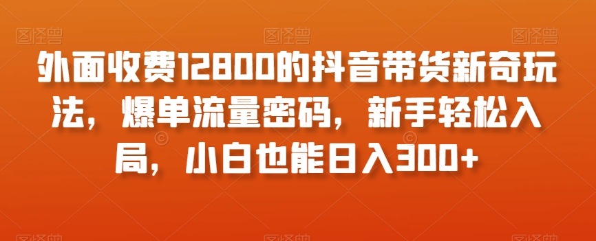 外面收费12800的抖音带货新奇玩法，爆单流量密码，新手轻松入局，小白也能日入300+【揭秘】-最全项目网
