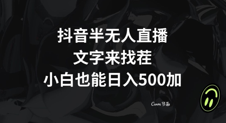 抖音半无人直播，文字来找茬小游戏，每天收益500+【揭秘】-最全项目网