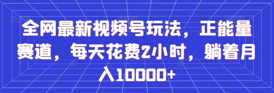 全网最新视频号玩法，正能量赛道，每天花费2小时，躺着月入10000+【揭秘】-最全项目网