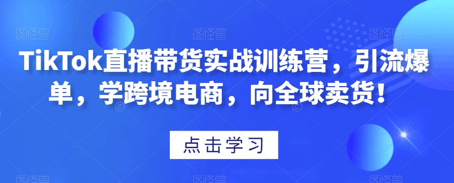 TikTok直播带货实战训练营，引流爆单，学跨境电商，向全球卖货！-最全项目网
