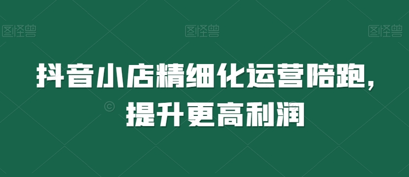 抖音小店精细化运营陪跑，提升更高利润-最全项目网