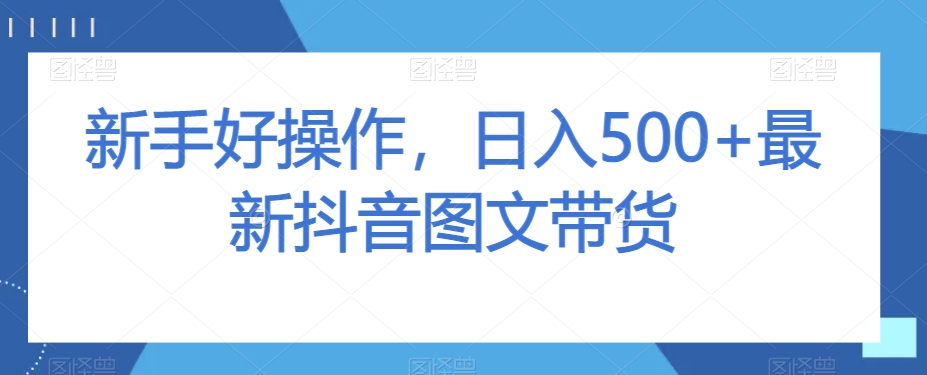 新手好操作，日入500+最新抖音图文带货【揭秘】-最全项目网