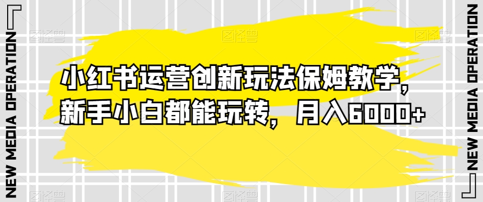 小红书运营创新玩法保姆教学，新手小白都能玩转，月入6000+【揭秘】-最全项目网