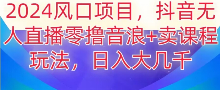 2024风口项目，抖音无人主播撸音浪+卖课程玩法，日入大几千【揭秘】-最全项目网