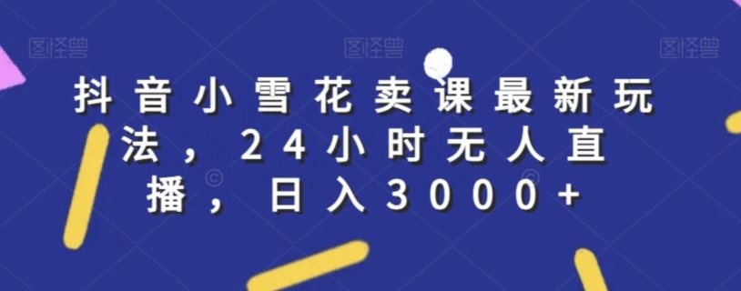 抖音小雪花卖课最新玩法，24小时无人直播，日入3000+【揭秘】-最全项目网