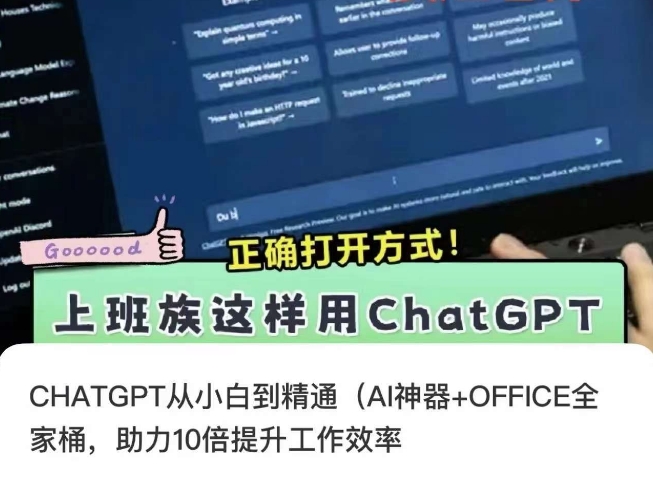 CHATGPT从小白到精通，AI神器+OFFICE全家桶，助力10倍提升工作效率-最全项目网